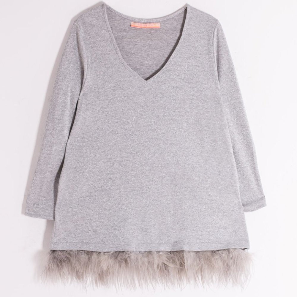 NEW Vilagallo silver metallic Rita top